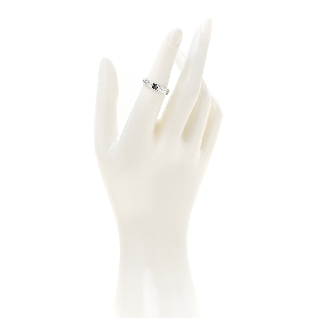 Gucci 18K White Gold 4mm Icon Thin Band Ring 52 6
