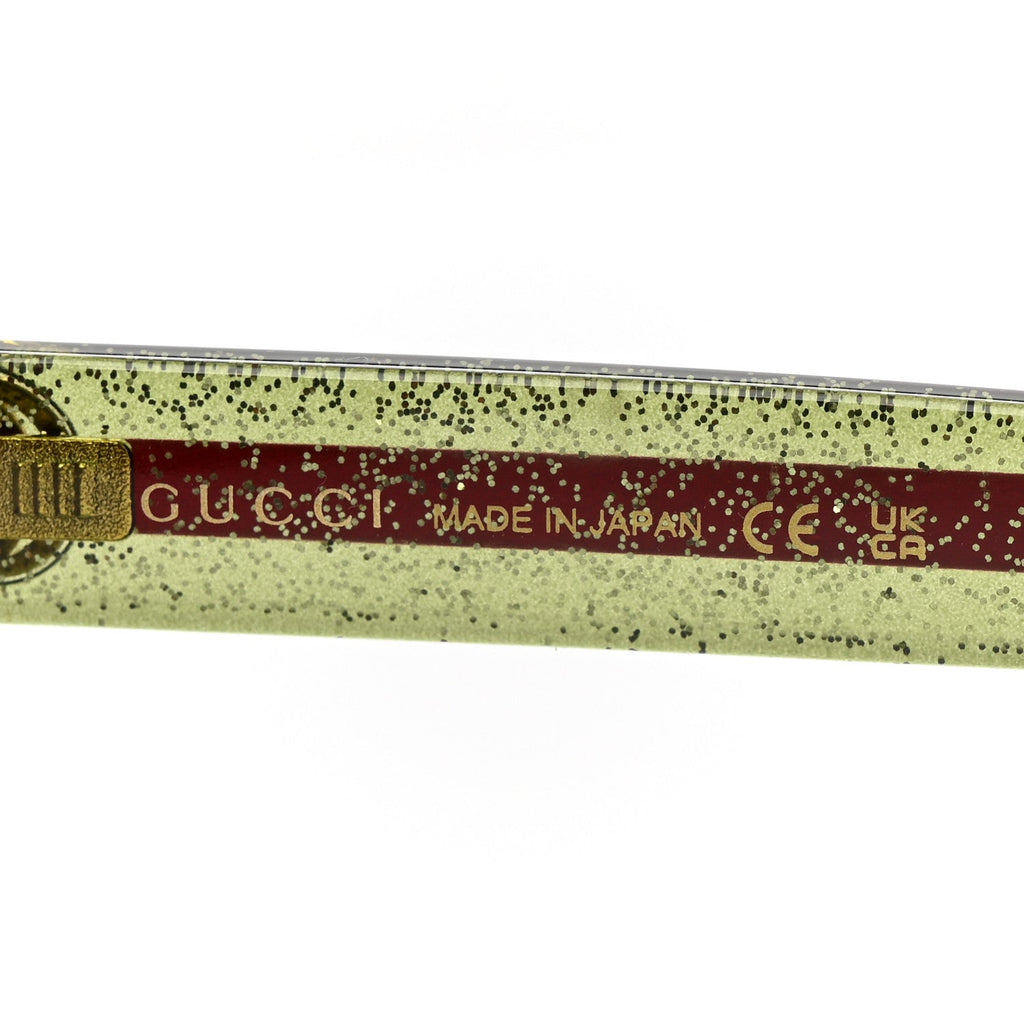 Gucci Acetate Square Frame Web Glitter Sunglasses GG0036SN Havana