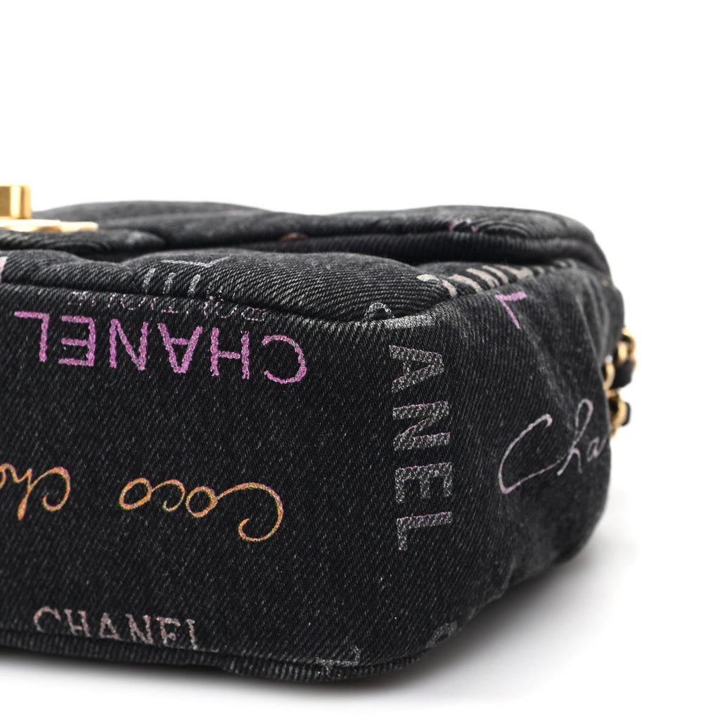 Chanel Denim Quilted Denim Mood Mini Rectangular Flap Black Multicolor