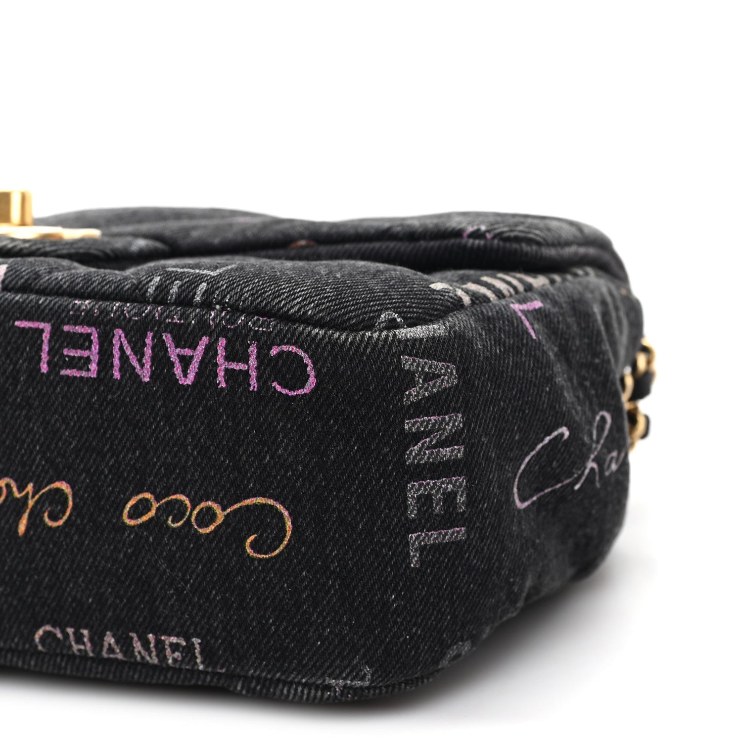 Chanel Denim Quilted Denim Mood Mini Rectangular Flap Black Multicolor