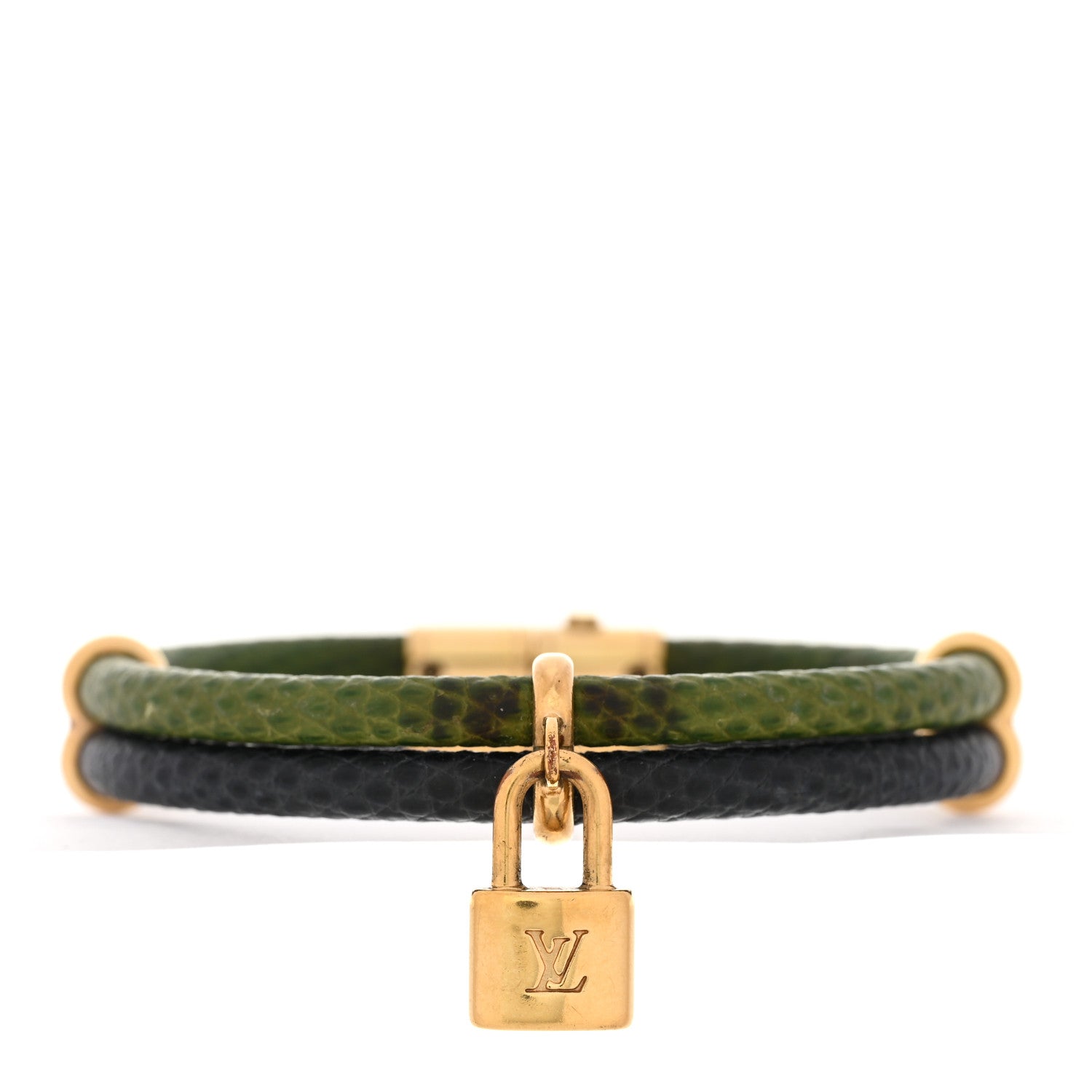 Louis Vuitton Snakeskin Keep It Twice Bracelet Blue Green