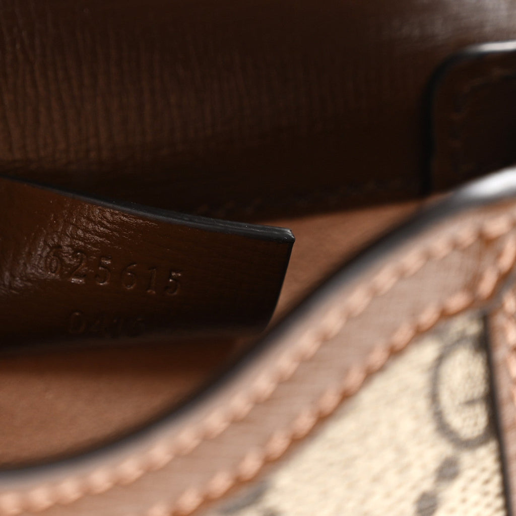 Gucci GG Supreme Monogram Mini Horsebit 1955 Crossbody Bag Beige Brown Sugar