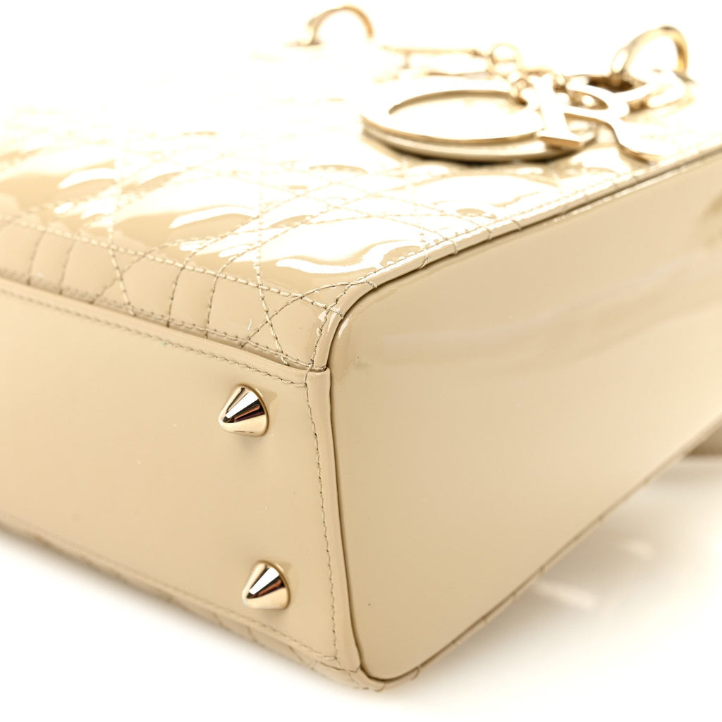 Christian Dior Patent Cannage Small Lady Dior Beige