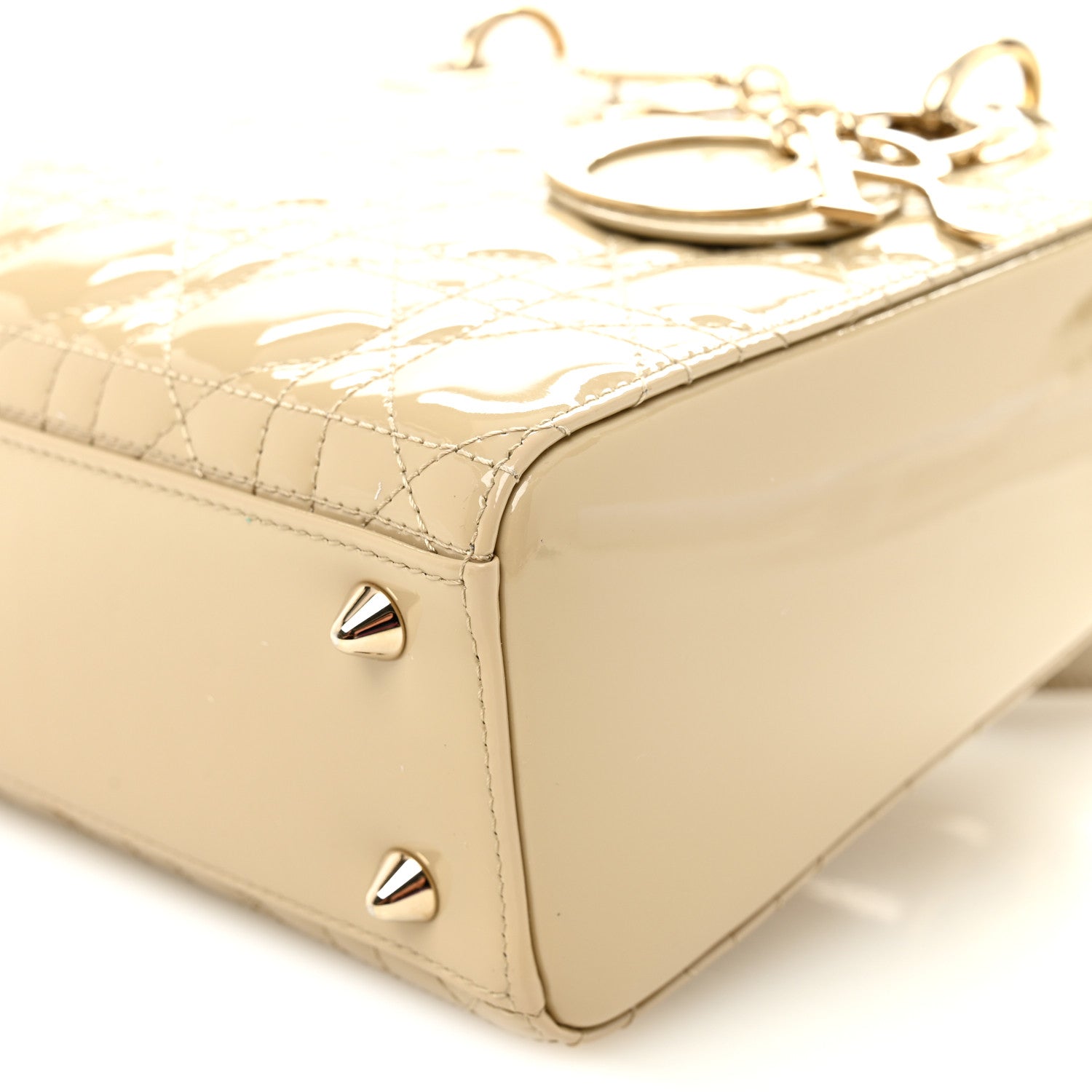 Christian Dior Patent Cannage Small Lady Dior Beige