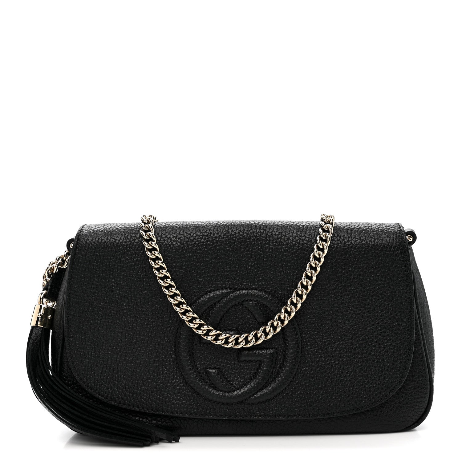 Gucci Pebbled Calfskin Medium Soho Flap Crossbody Black