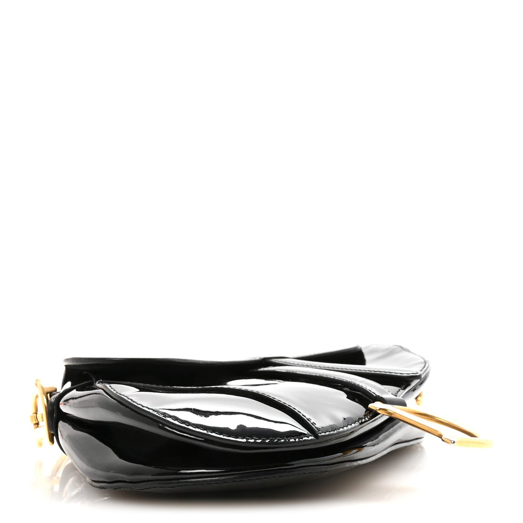 Christian Dior Patent Saddle Bag Black