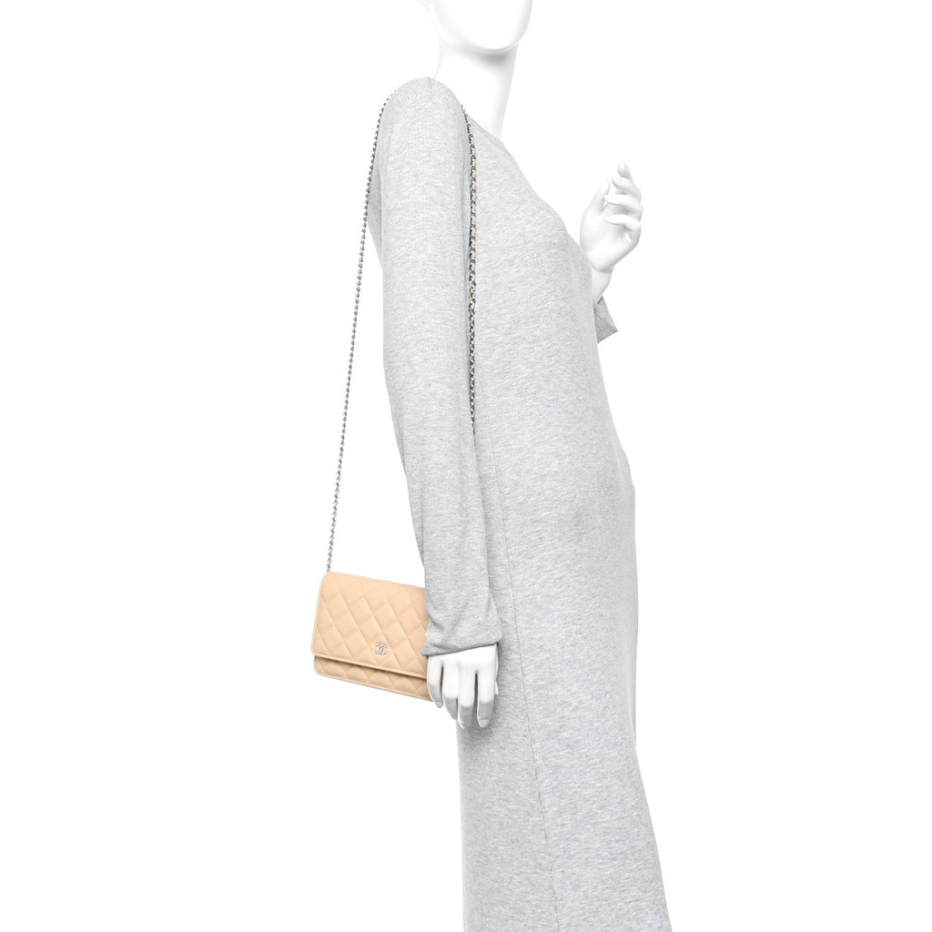 Chanel Caviar Quilted Wallet on Chain WOC Beige