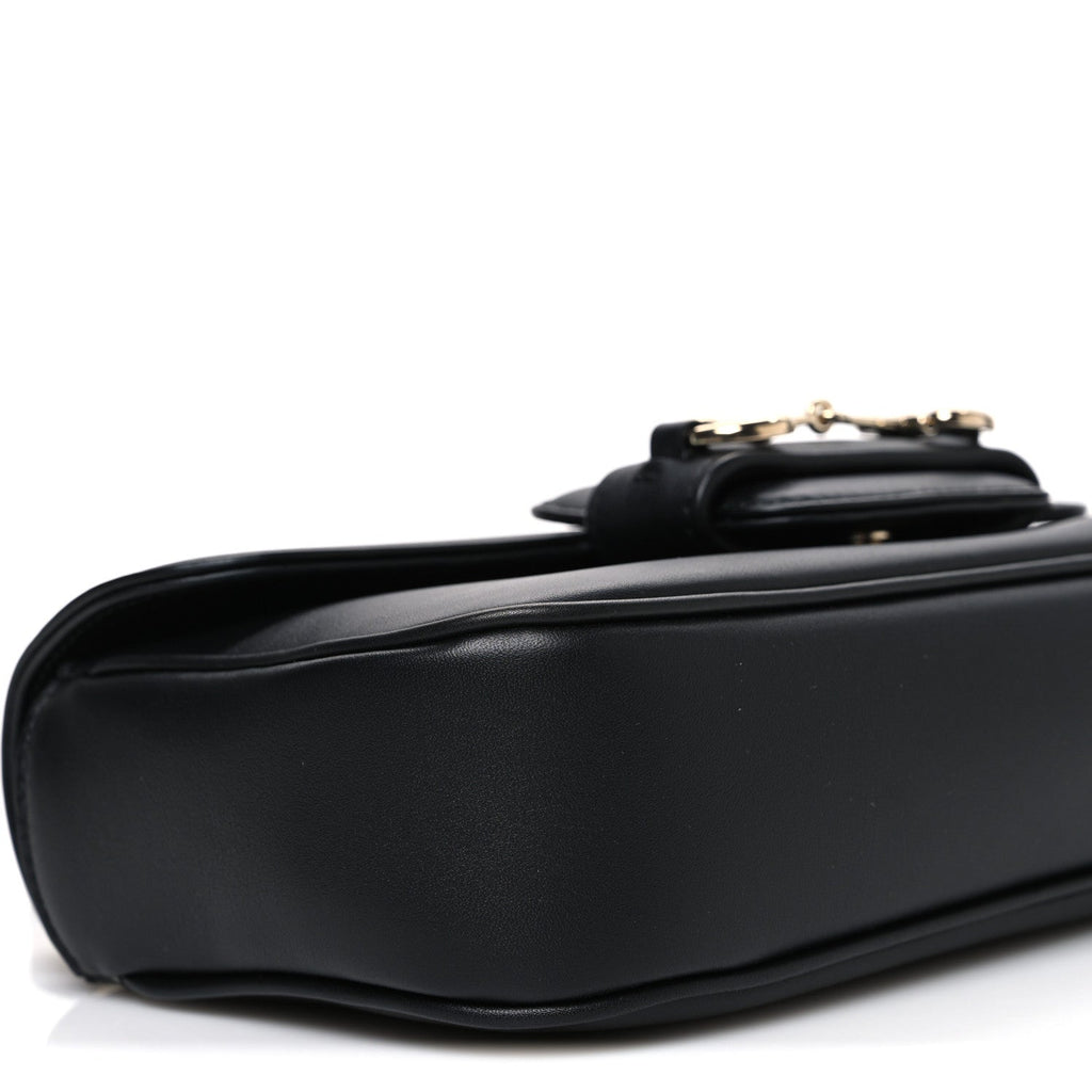Gucci Calfskin Horsebit 1955 Small Soft Top Handle Shoulder Bag Black