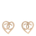 Metal CC Heart Coco In Love Earrings Gold