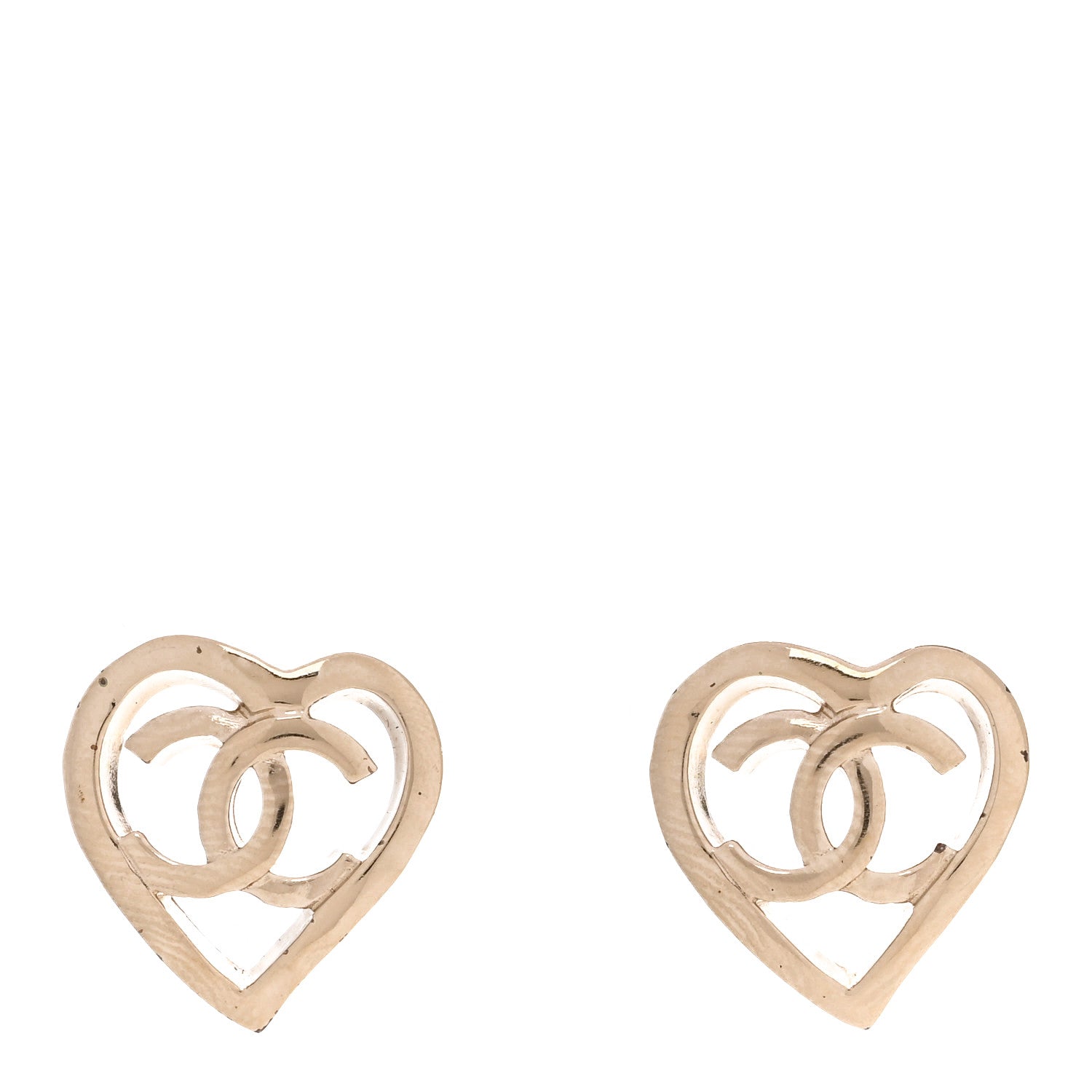 Metal CC Heart Coco In Love Earrings Gold