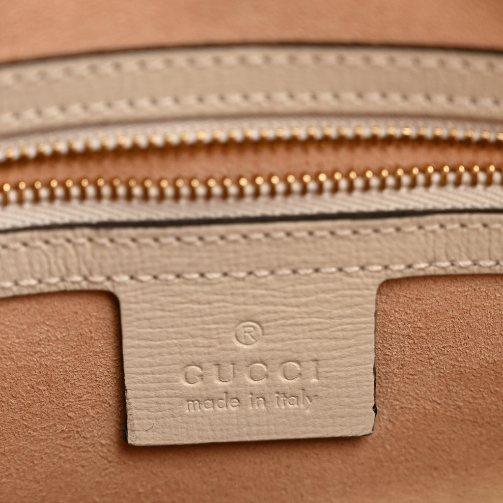 Gucci GG Supreme Monogram Small Horsebit 1955 Shoulder Bag Beige Mystic White