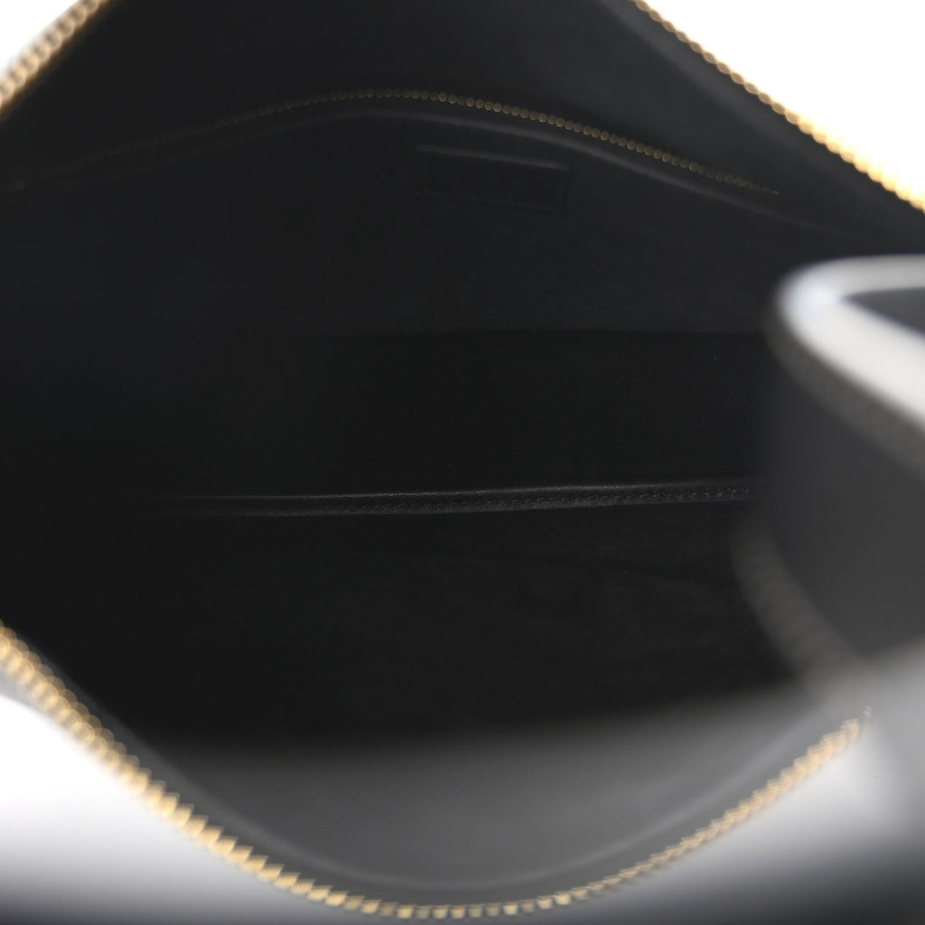 Gucci Calfskin Medium Emblem Shoulder Bag Black