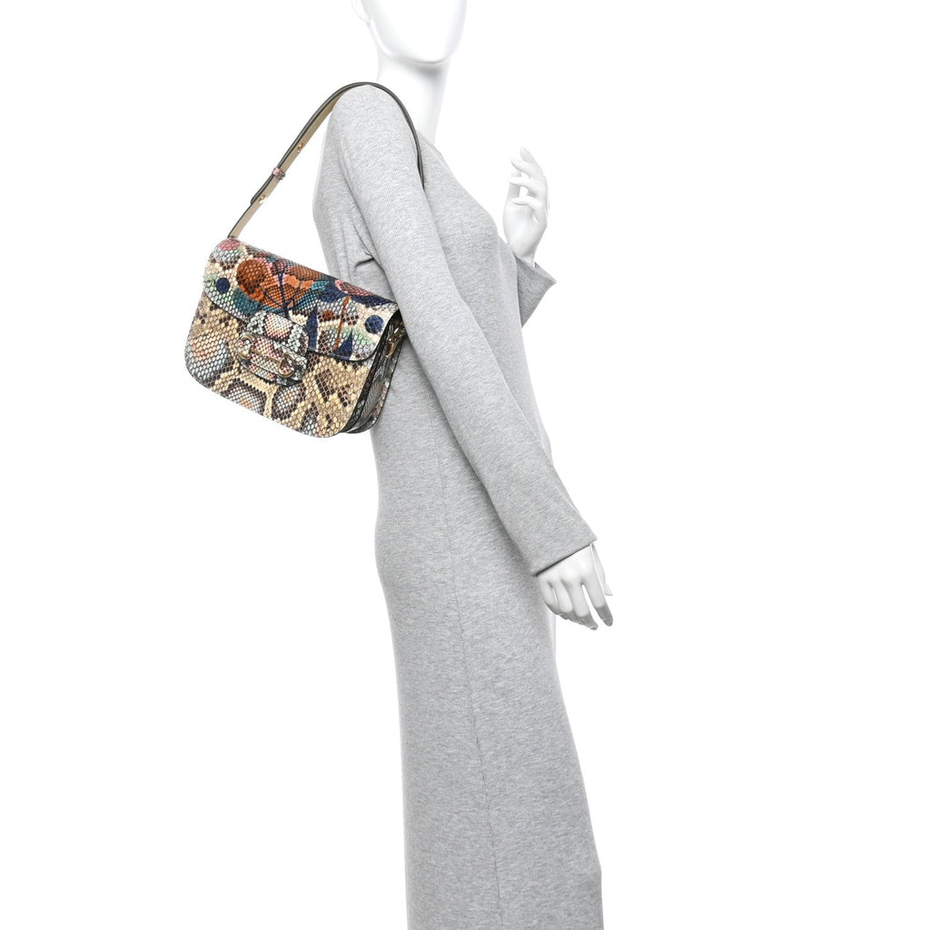 Gucci Snakeskin Horsebit 1955 Shoulder Bag Multicolor