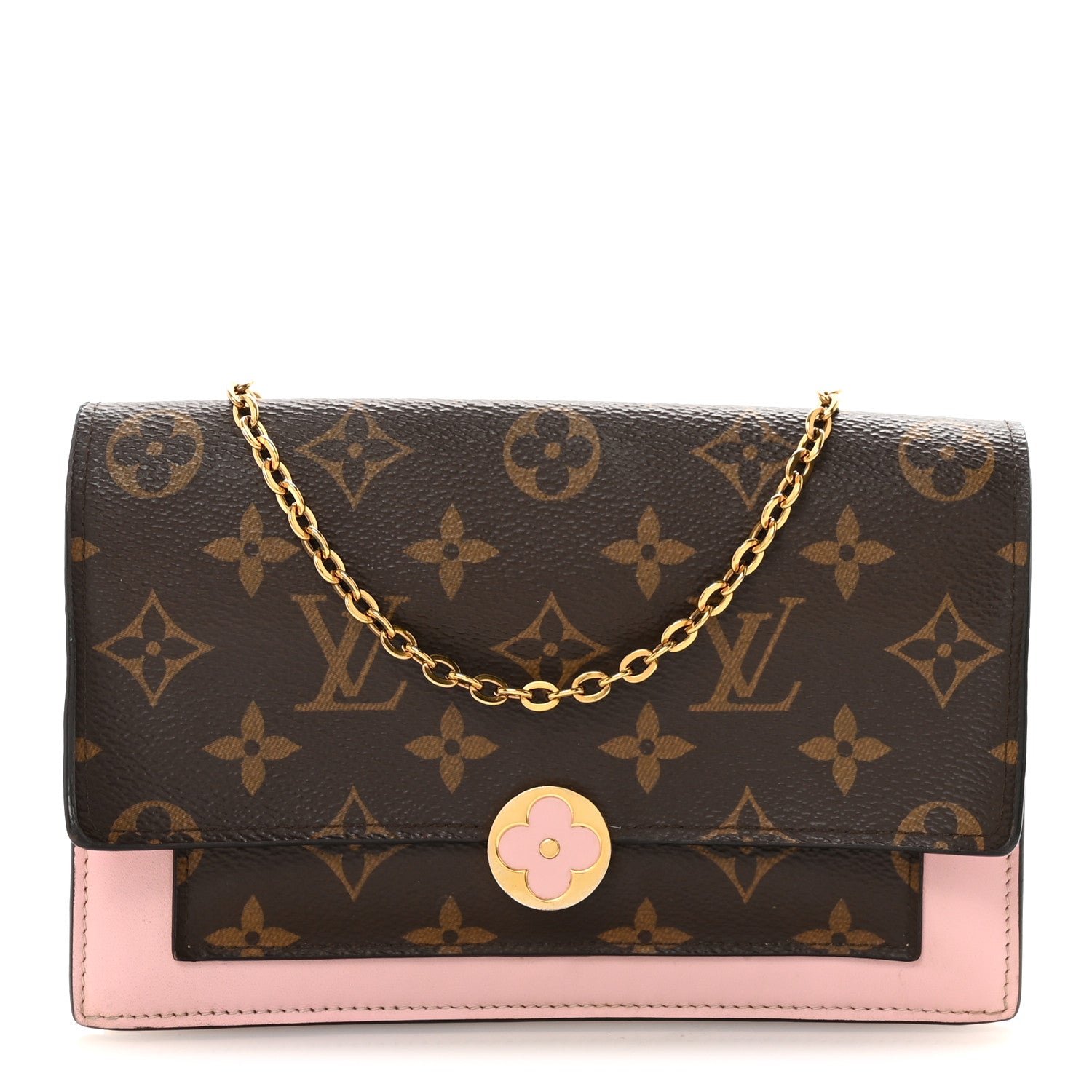 Louis Vuitton Monogram Flore Chain Wallet Rose Ballerine