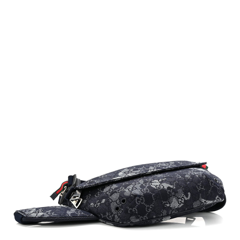 Gucci Denim Monogram Web Belt Bag Blue Multicolor