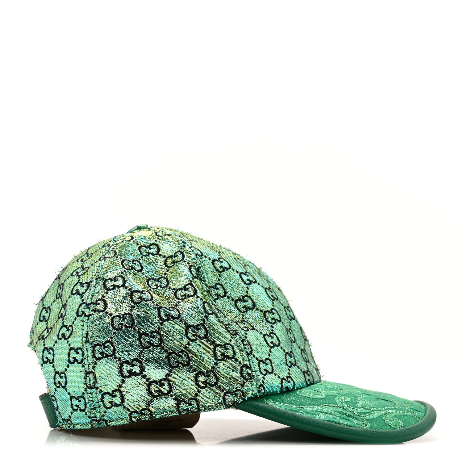 Gucci Silk Blend Jacquard Monogram Santa Barbara Baseball Hat S  Green Black Radiant