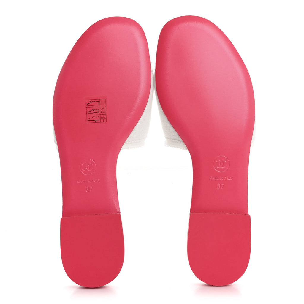 Jersey Knit CC Mules 37 White Fuchsia
