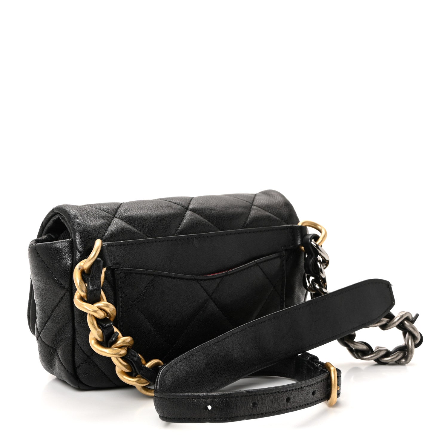 Chanel Goatskin Quilted Chanel 19 Waist Bag Black