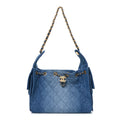 Chanel Washed Denim Quilted Small Chanel 25 Handbag Blue