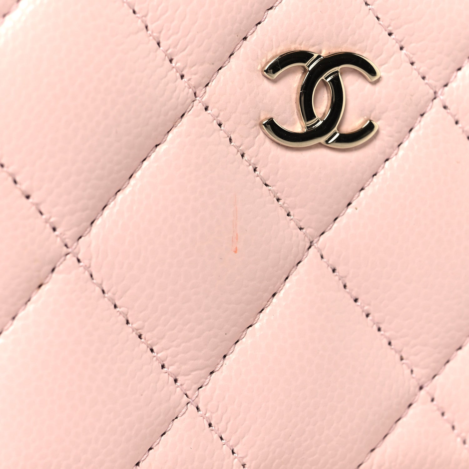 Caviar Quilted Zip Coin Purse Wallet Light Pink
