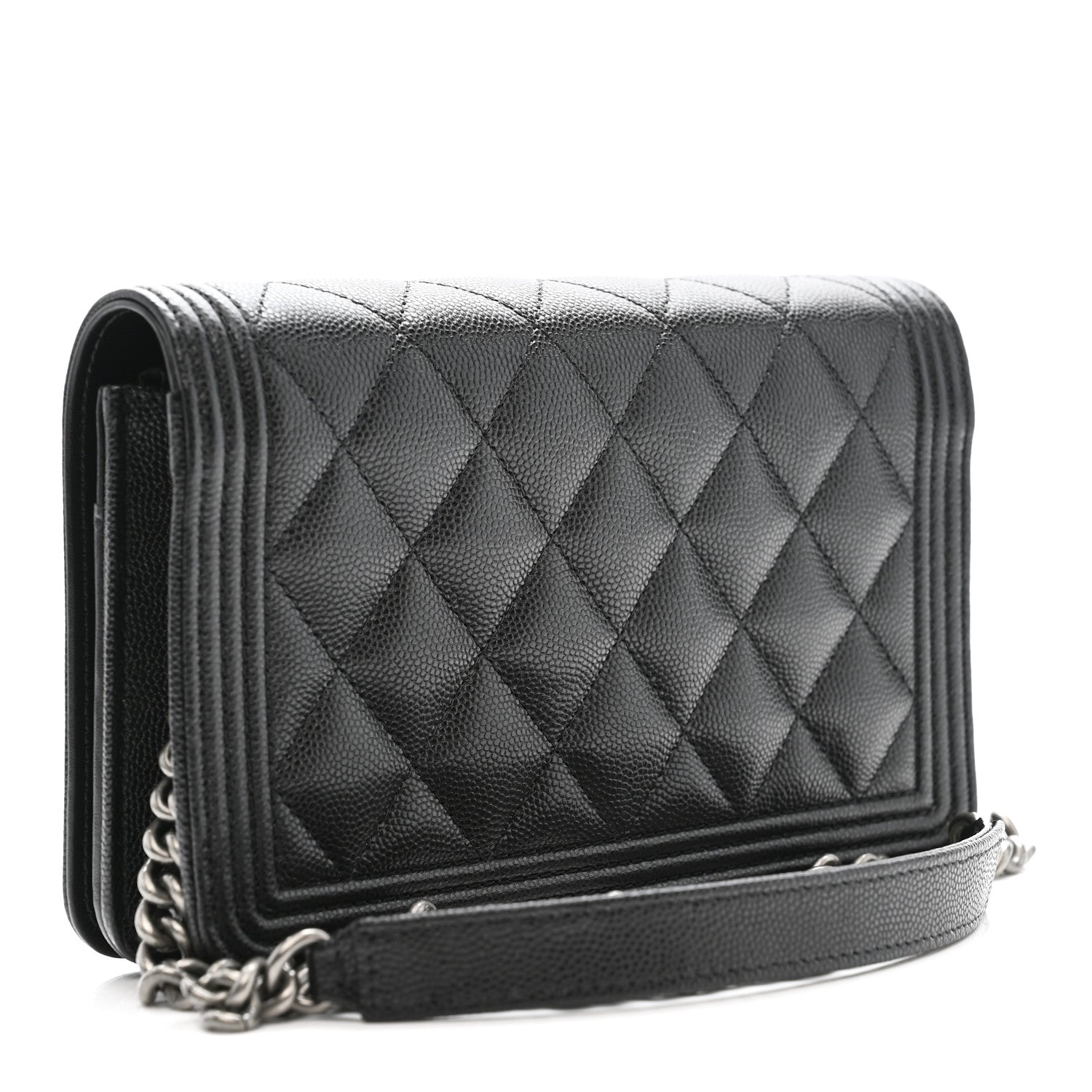 Chanel Caviar Quilted Boy Wallet On Chain WOC Black