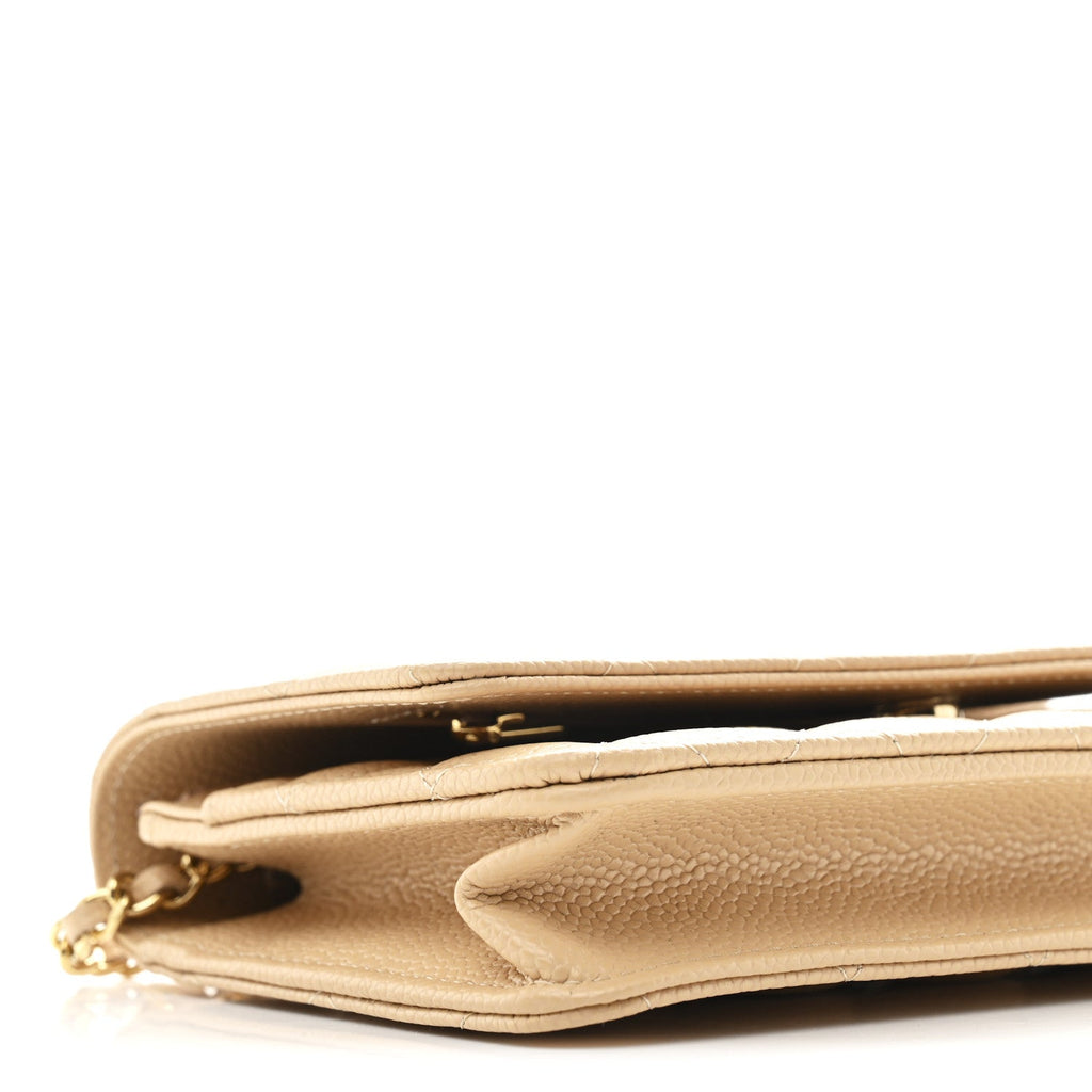 Chanel Caviar Quilted Wallet on Chain WOC Beige