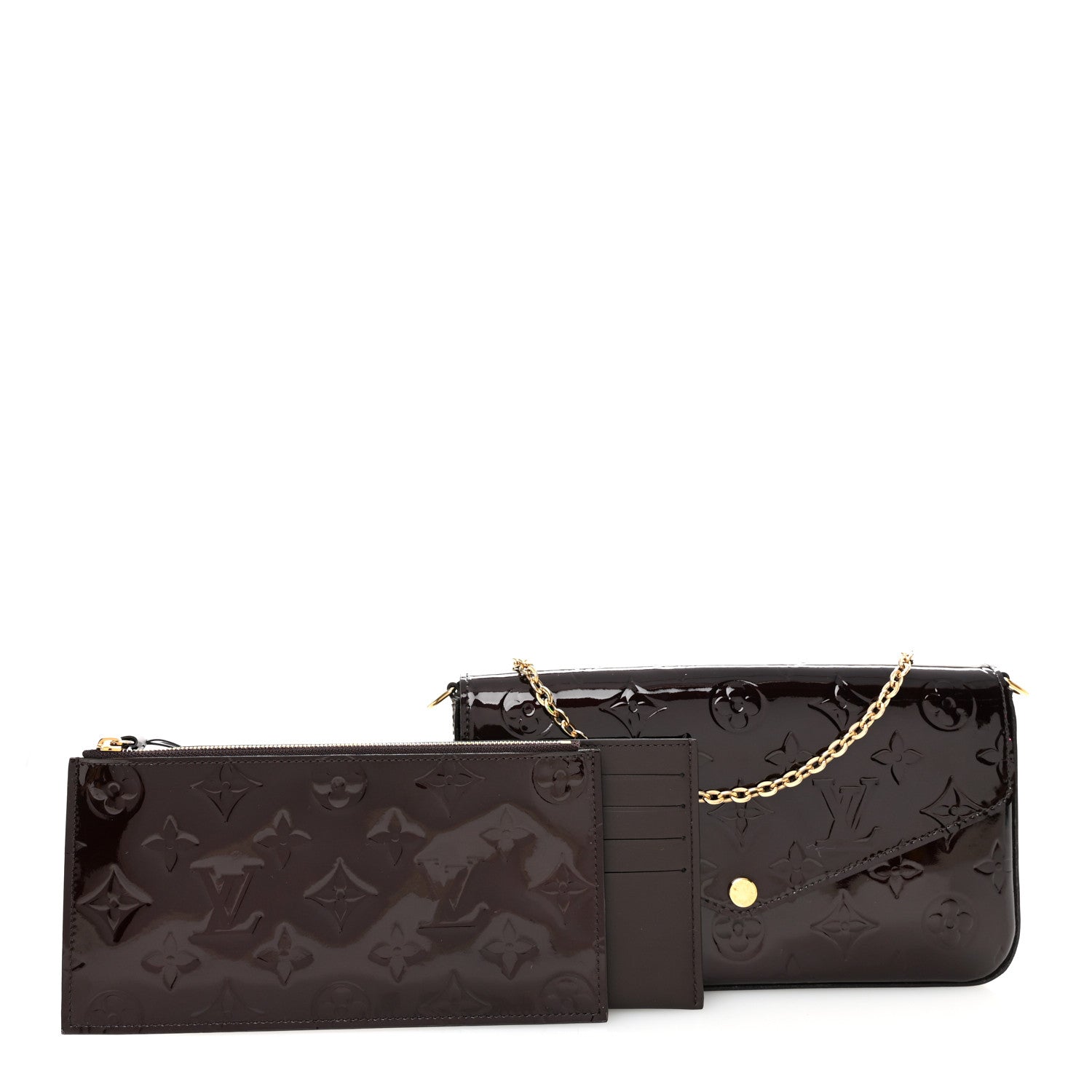 Louis Vuitton Vernis Pochette Felicie Chain Wallet Amarante