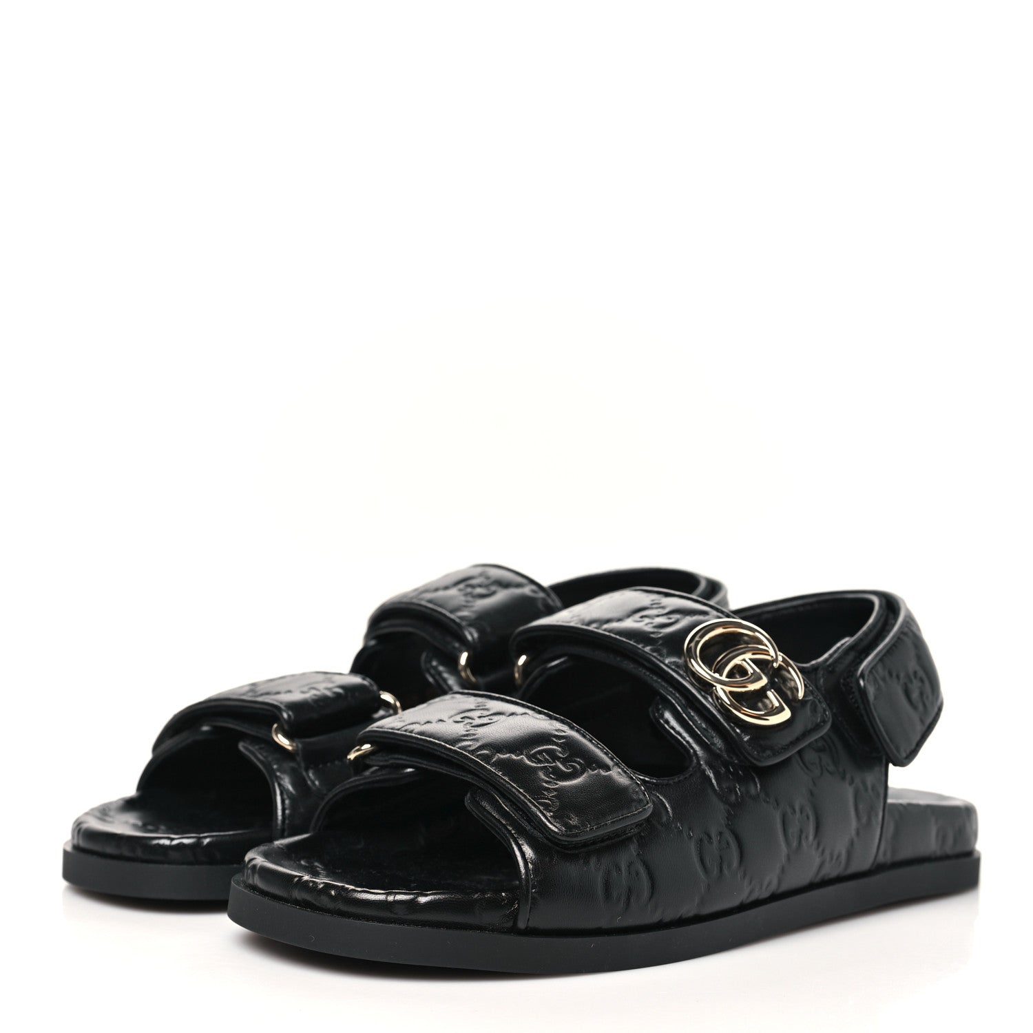 Gucci Guccissima GG Embossed Womens Sandals 36.5 Black