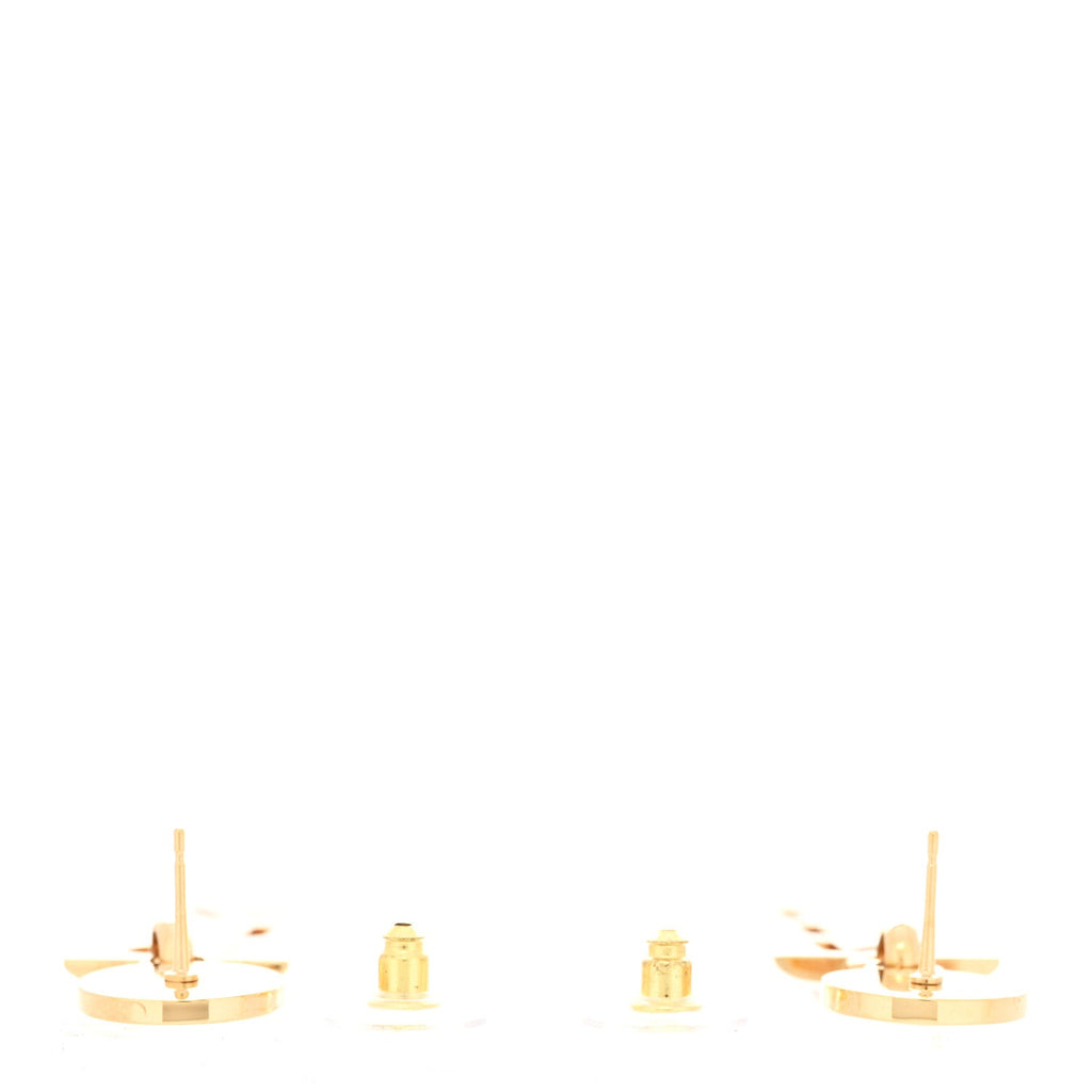 Metal Enamel Cha-Nel Logo Drop Earrings Gold Black