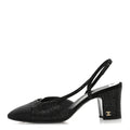 Chanel Strass Grosgrain Cap Toe CC Slingback Pumps 39 Black