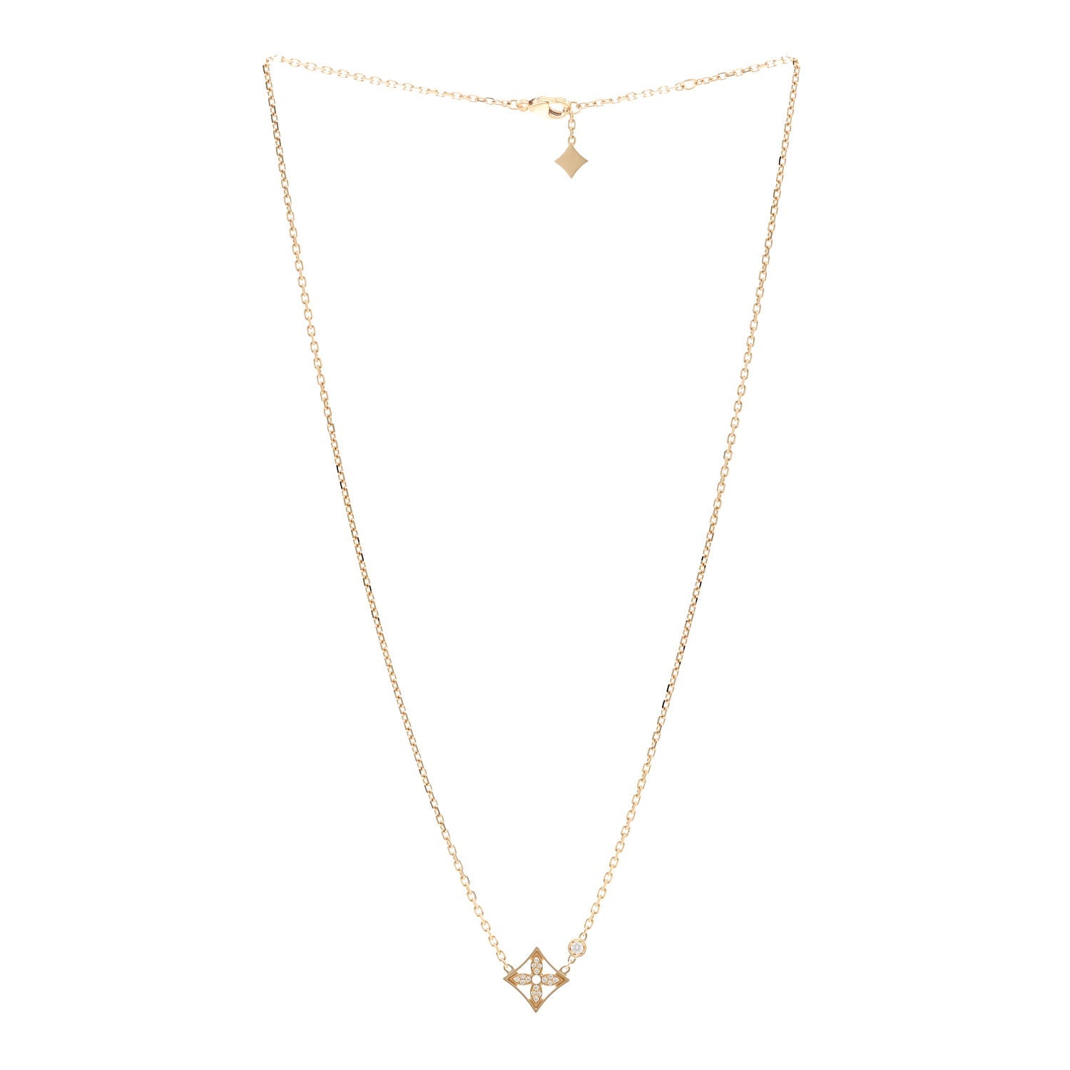 Louis Vuitton 18K Yellow Gold Diamond Idylle Blossom Pendant Pave Necklace