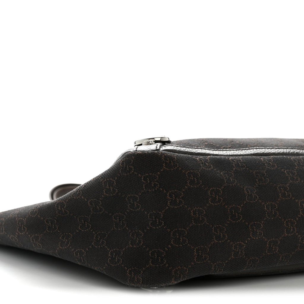 Gucci Denim Monogram Large Abbey Tote Dark Brown