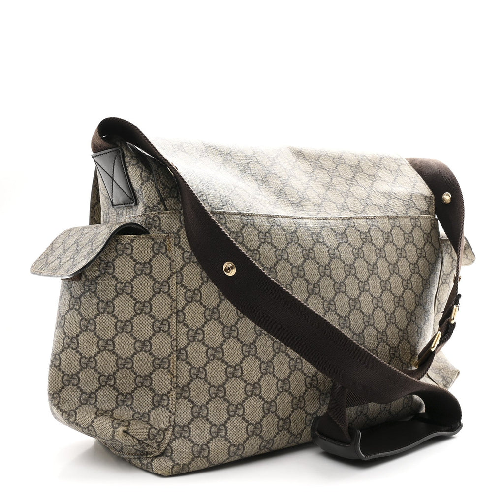 Gucci GG Plus Monogram Messenger Diaper Bag Dark Brown