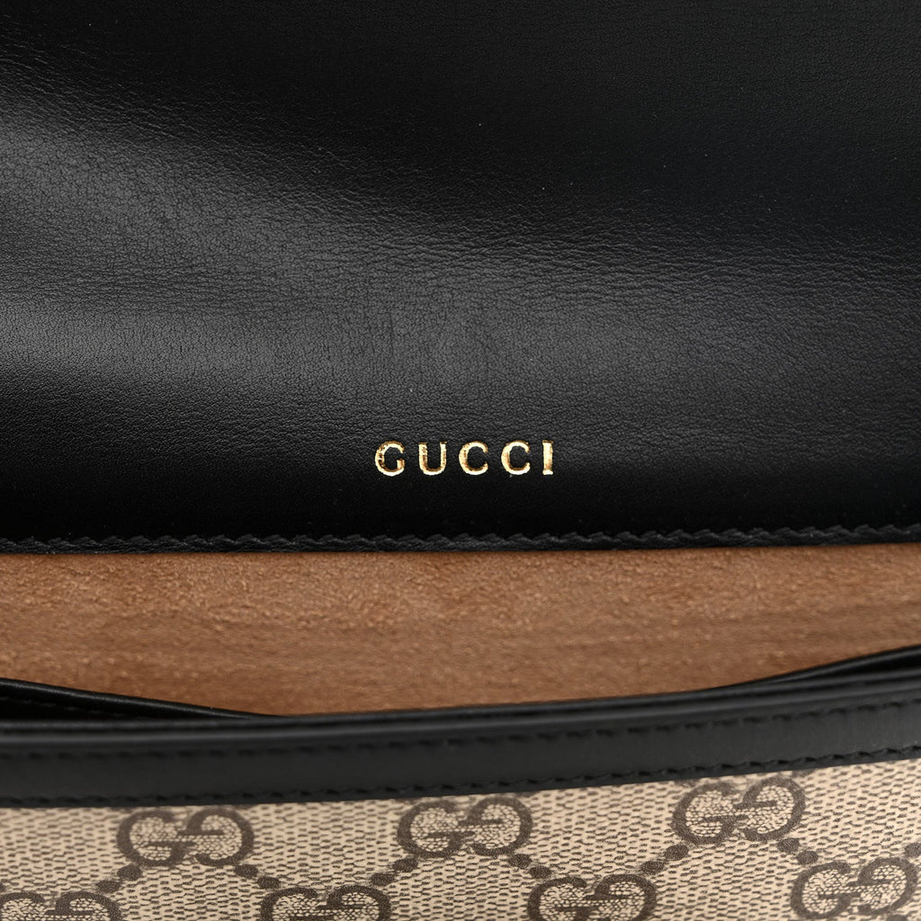 Gucci GG Supreme Monogram Azalea Calfskin Horsebit 1955 Mini Bag Beige Black