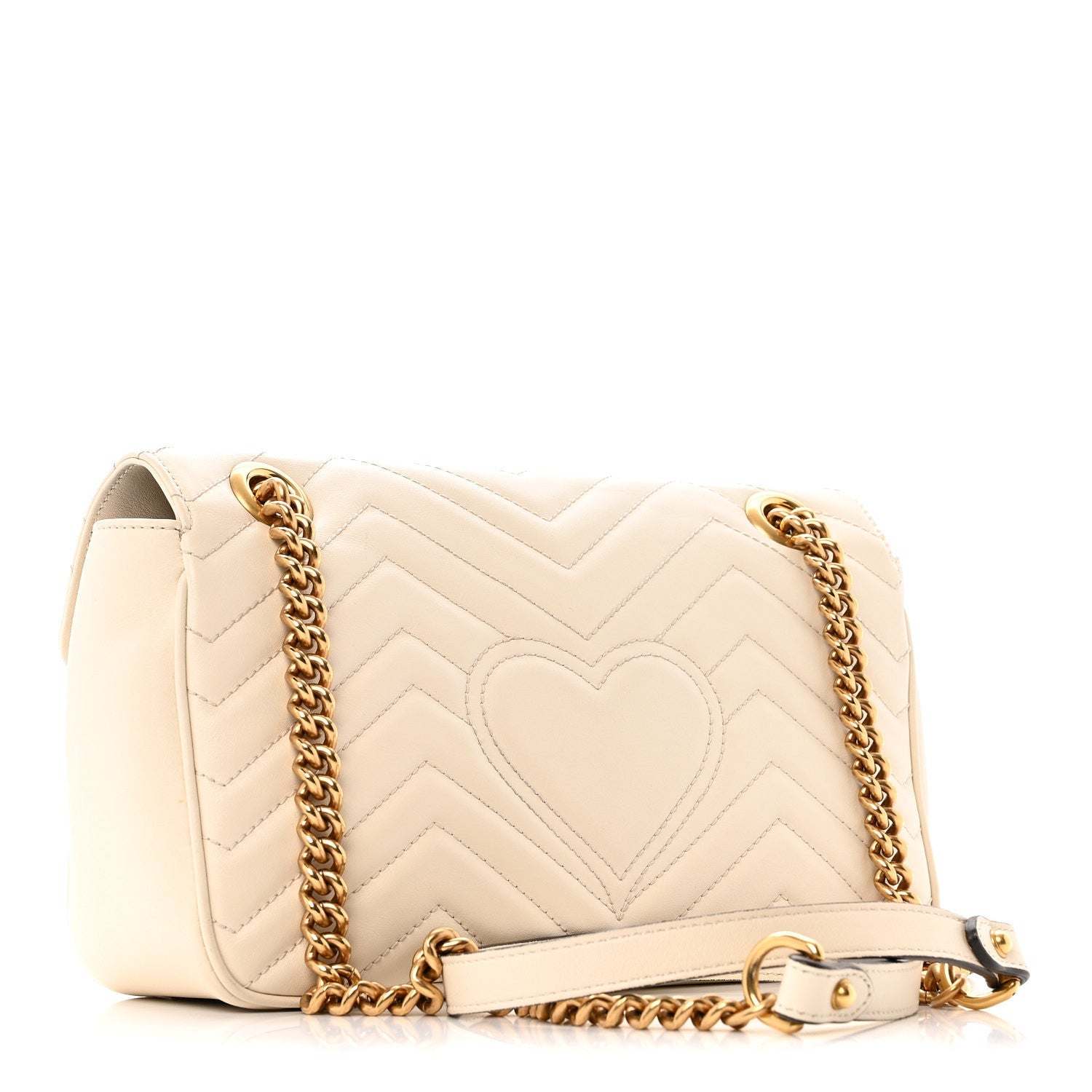 Gucci Calfskin Matelasse Small GG Marmont Shoulder Bag White