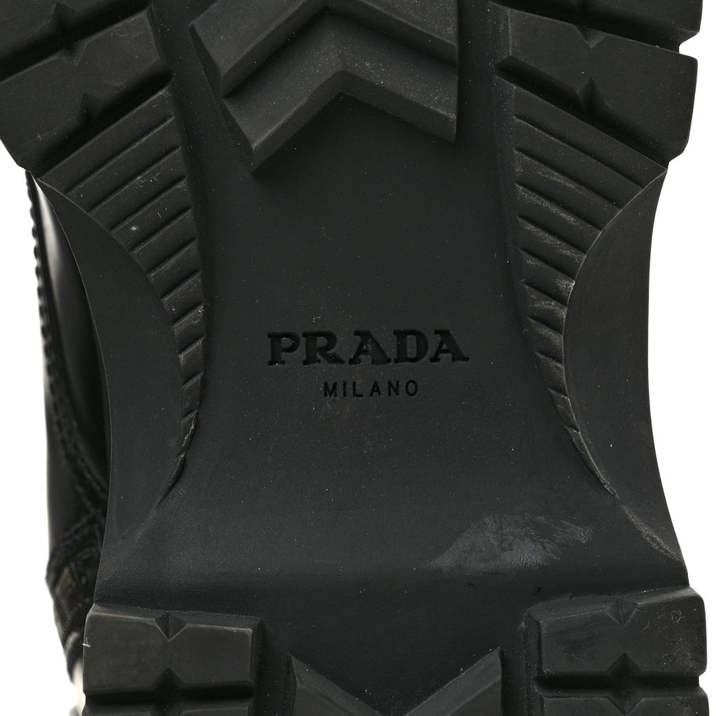 Prada Spazzolato Chocolate 50mm Combat Boots 36.5 Black