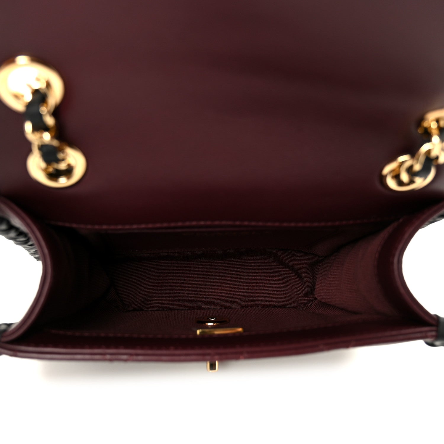 Chanel Lambskin Braided Calfskin Mini Flap Bag Dark Burgundy Black