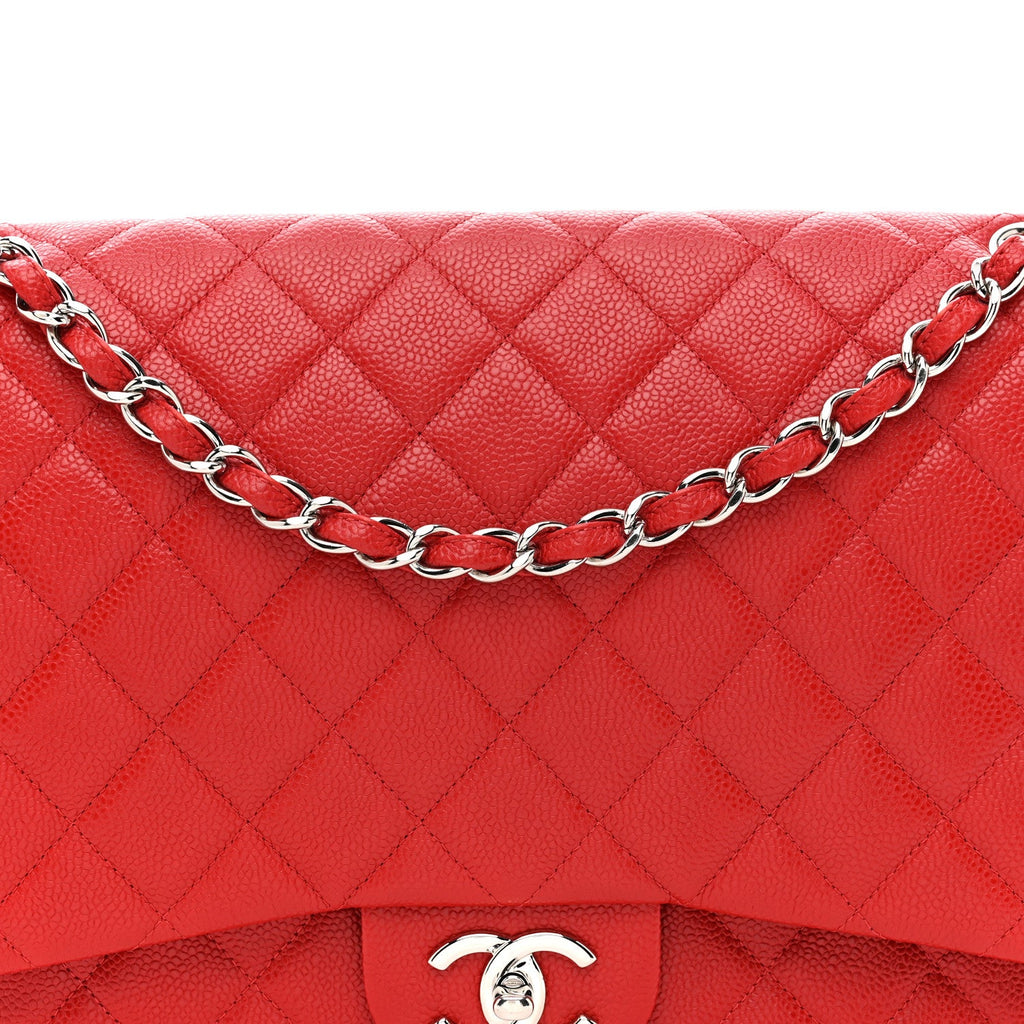 Chanel Caviar Quilted Maxi Double Flap Red