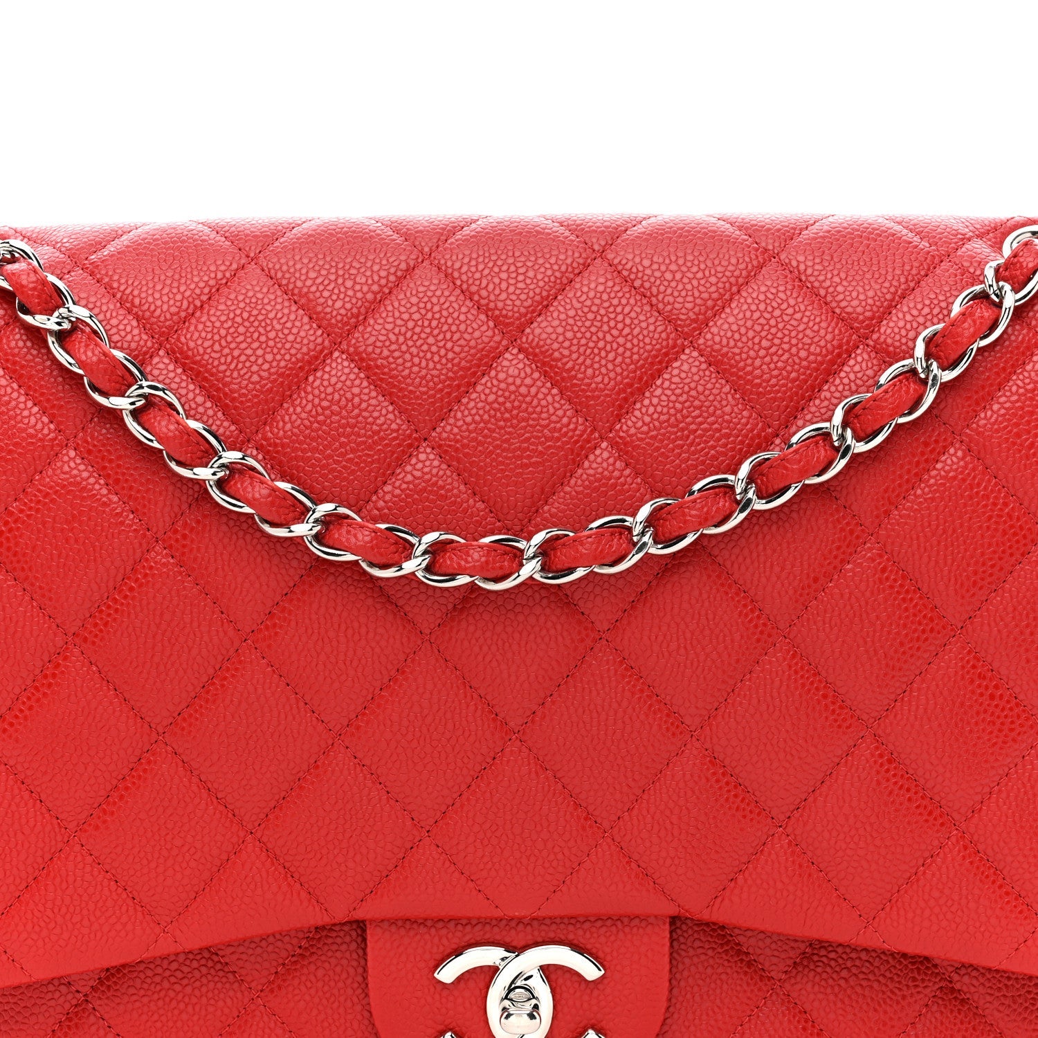 Chanel Caviar Quilted Maxi Double Flap Red