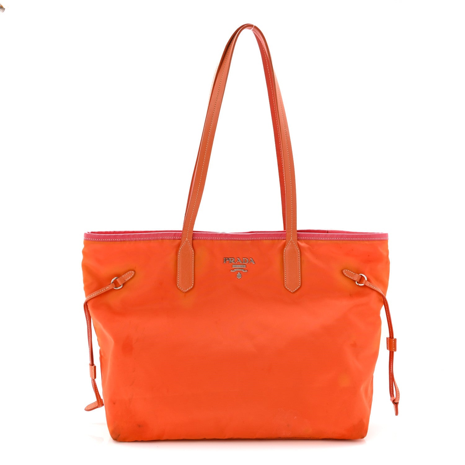 Prada Tessuto Nylon Saffiano Tote Papaya Ibisco