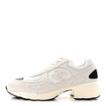 Mixed Fibers Suede Shiny Calfskin Womens CC Sneakers 38.5 White