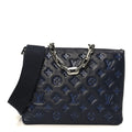 Louis Vuitton Lambskin Embossed Monogram Coussin PM Navy