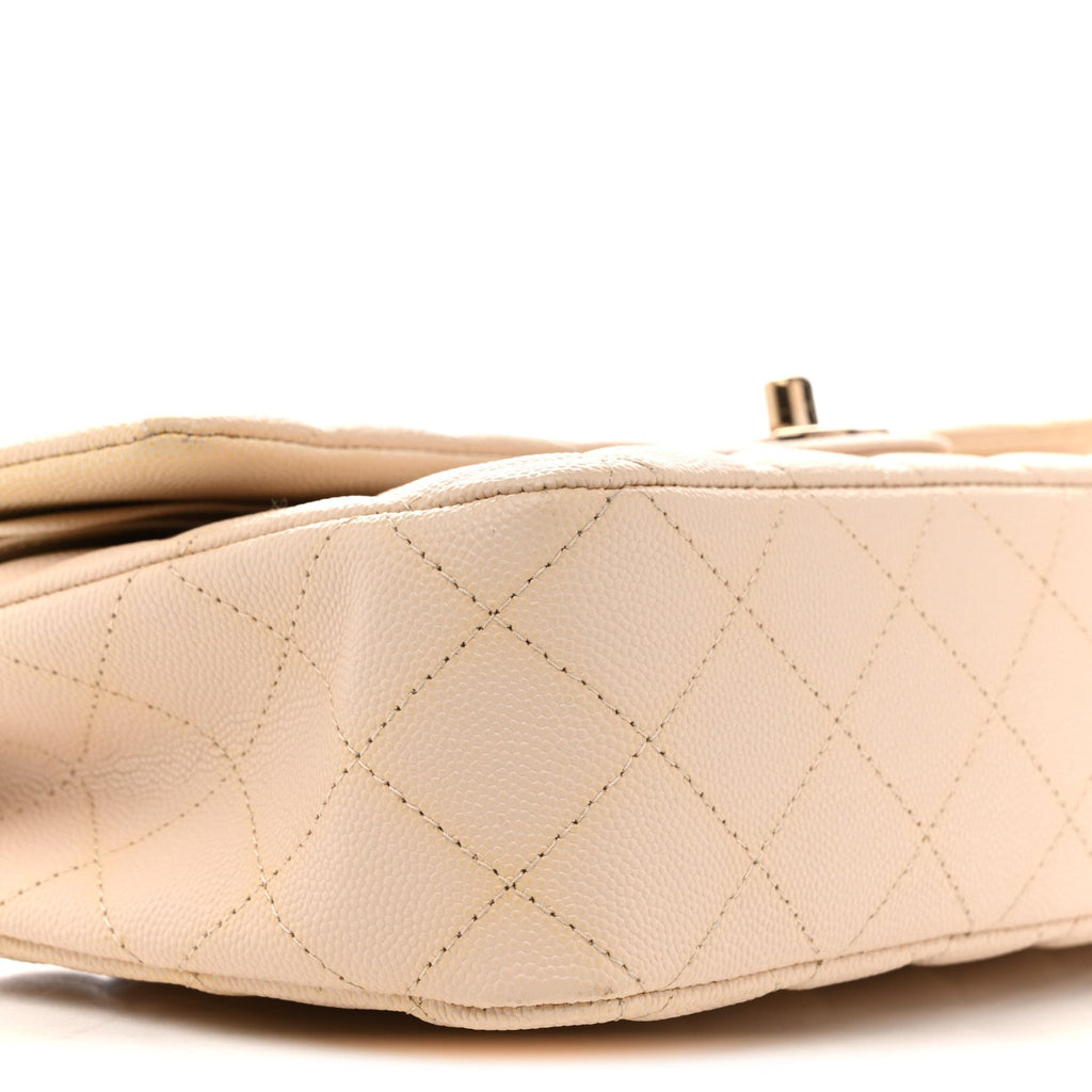 Chanel Caviar Quilted Medium Double Flap Light Beige