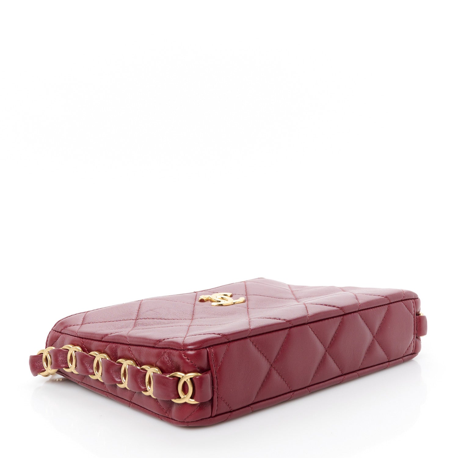 Chanel Lambskin Quilted Small CC Links Hobo Burgundy