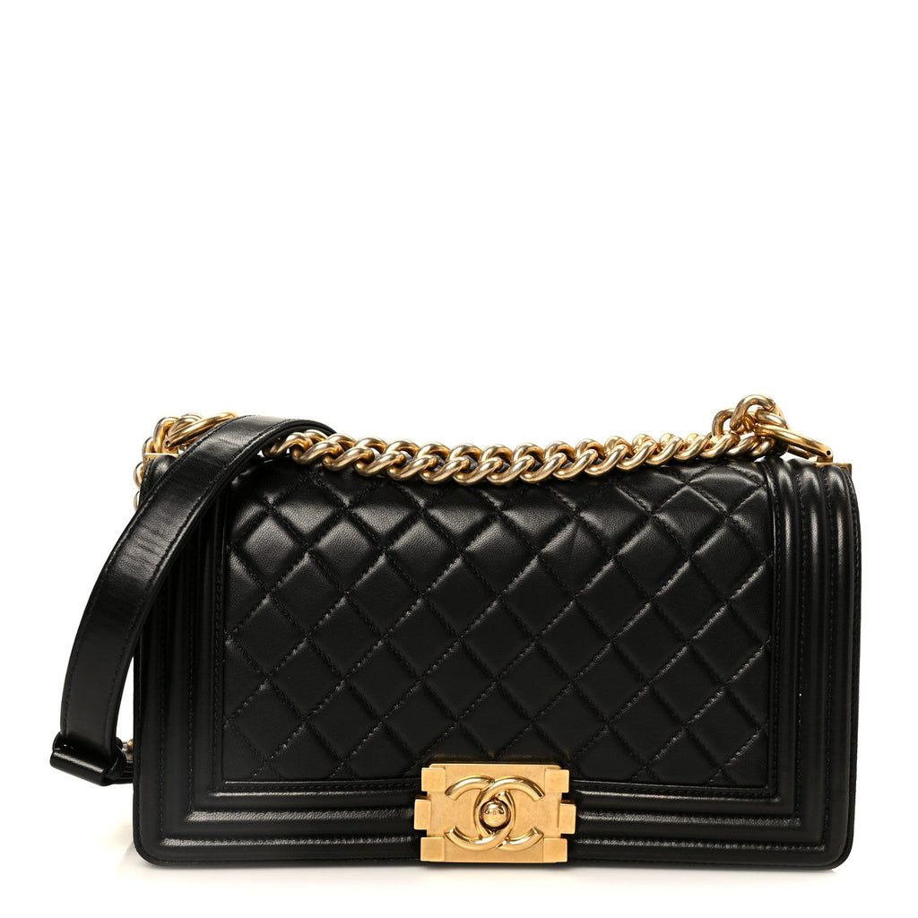 Chanel Lambskin Quilted Medium Boy Flap Black