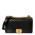 Chanel Lambskin Quilted Medium Boy Flap Black
