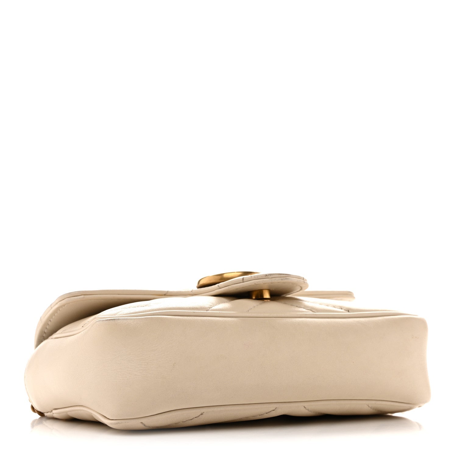 Gucci Calfskin Matelasse Super Mini GG Marmont Shoulder Bag White