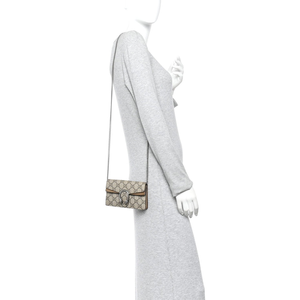 Gucci GG Supreme Monogram Super Mini Dionysus Shoulder Bag Taupe