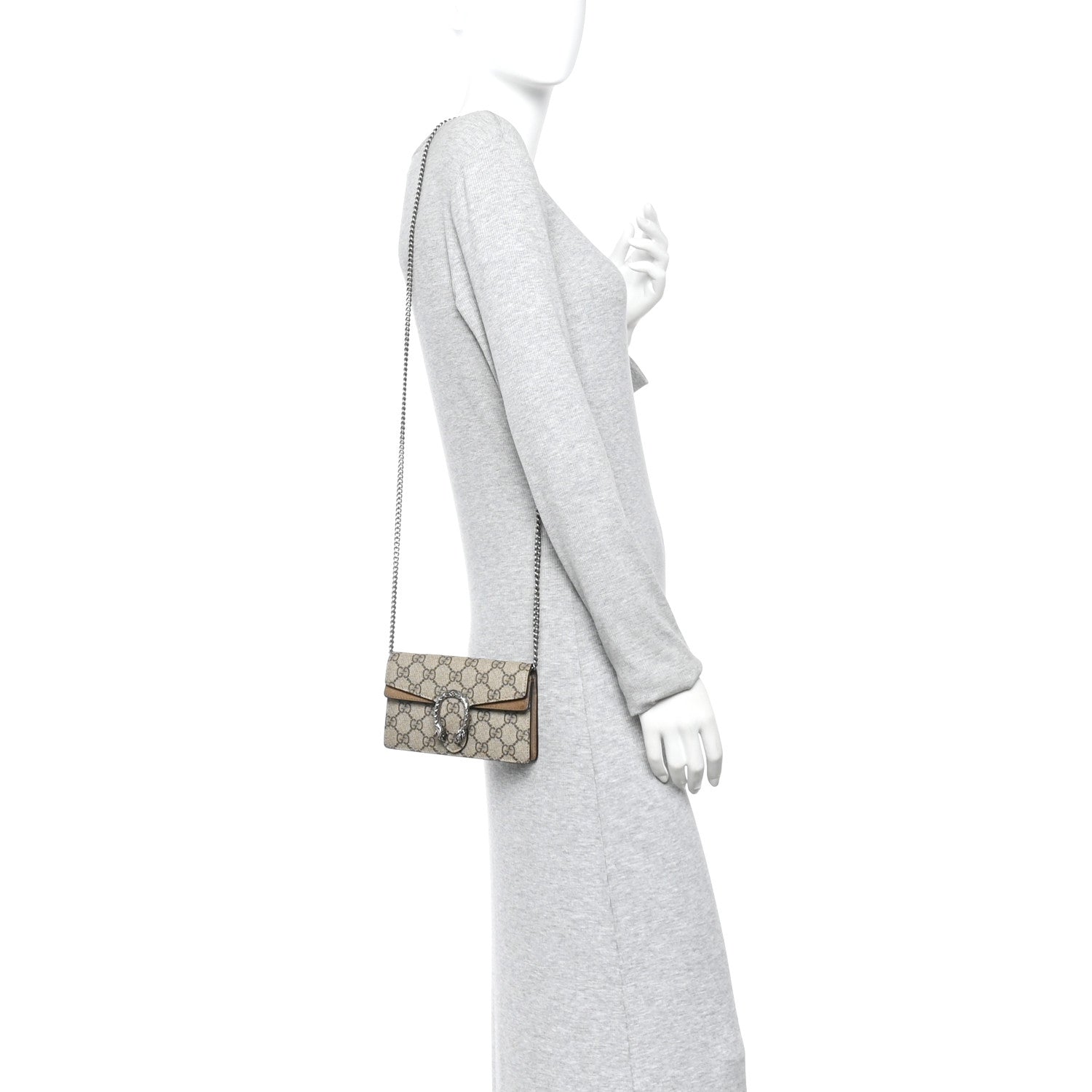 Gucci GG Supreme Monogram Super Mini Dionysus Shoulder Bag Taupe