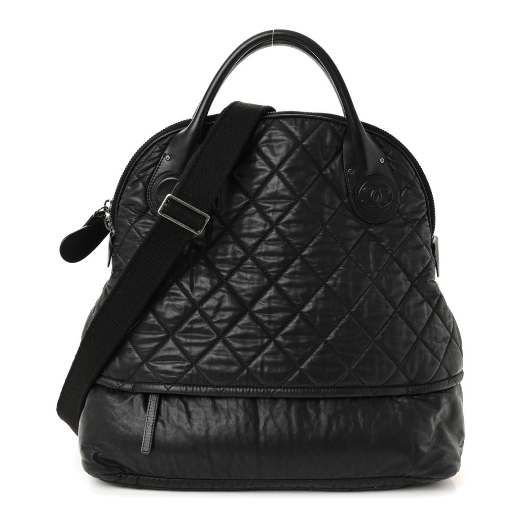 Chanel Coated Canvas Quilted Large Garment Travel Bag Black